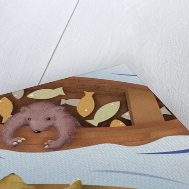 Bear Telling Exaggerated Fish Story by Anonymous