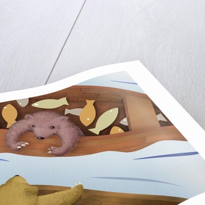 Bear Telling Exaggerated Fish Story by Anonymous
