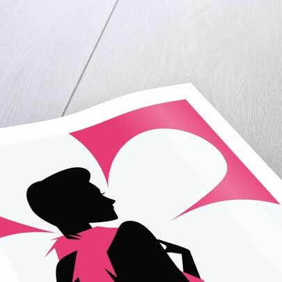 Woman with a pink scarf by Anonymous