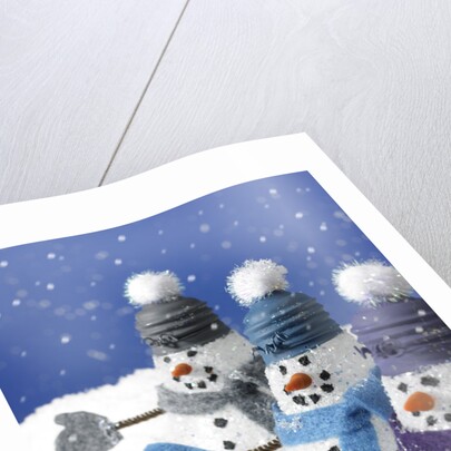 Snowmen in a Row by Anonymous
