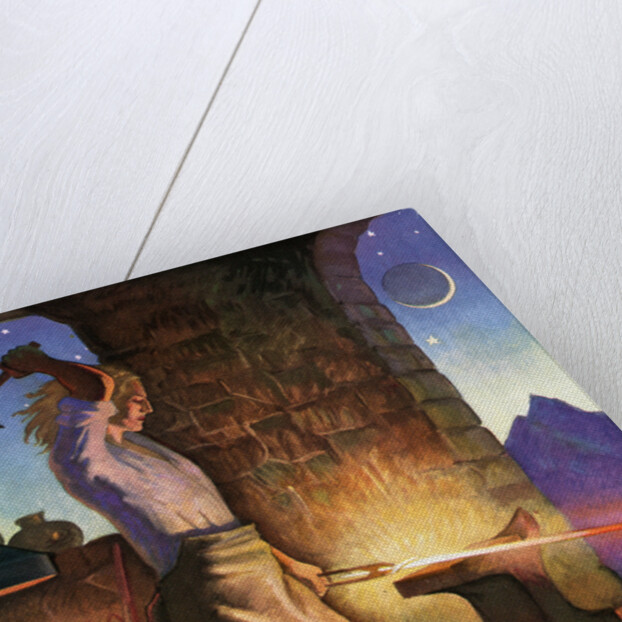 Illustration of Siegfried Forging His Sword by Peter Hurd