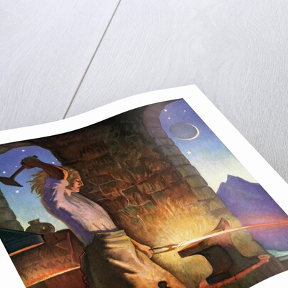 Illustration of Siegfried Forging His Sword by Peter Hurd