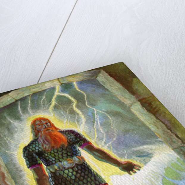 Illustration of Thor with His Hammer by Peter Hurd