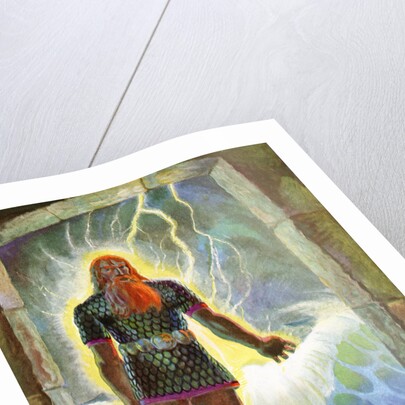 Illustration of Thor with His Hammer by Peter Hurd