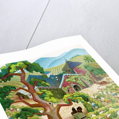 Illustration of Laborers Harvesting Grapes in Napa Valley by C.H. DeWitt