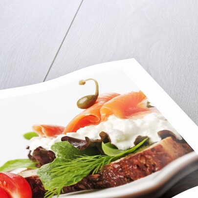 Open faced salmon and cottage cheese sandwich by Anonymous