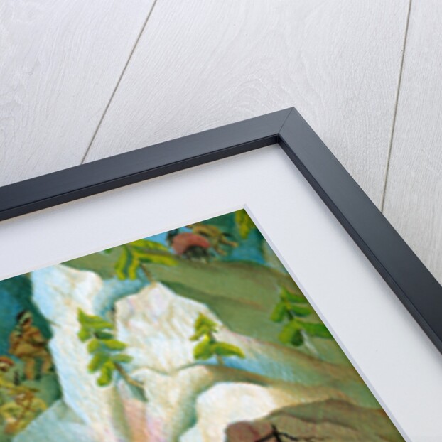 Illustration of Yankee trappers traveling through the Sierra Nevadas by C.H. DeWitt