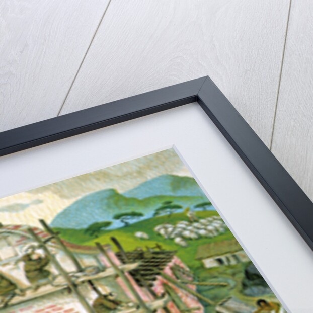 Illustration of building of first Spanish mission in California by C.H. DeWitt