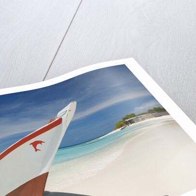 Fishing boat on beach in Los Roques Archipelago National Park by Anonymous