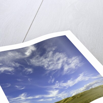 Lofty cumulus and cirrus clouds over sagebrush prairie by Anonymous