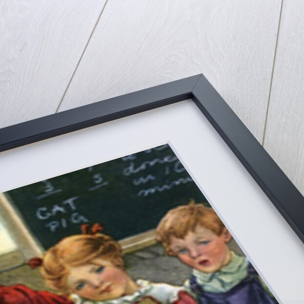 Illustration of children in schoolroom by Clara M. Burd