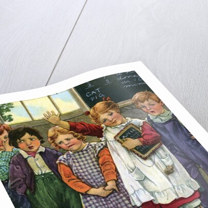 Illustration of children in schoolroom by Clara M. Burd