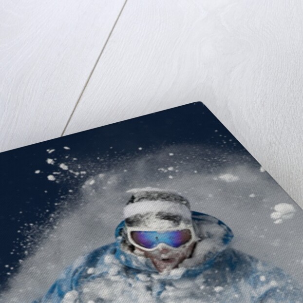 Skier in deep powder snow by Anonymous