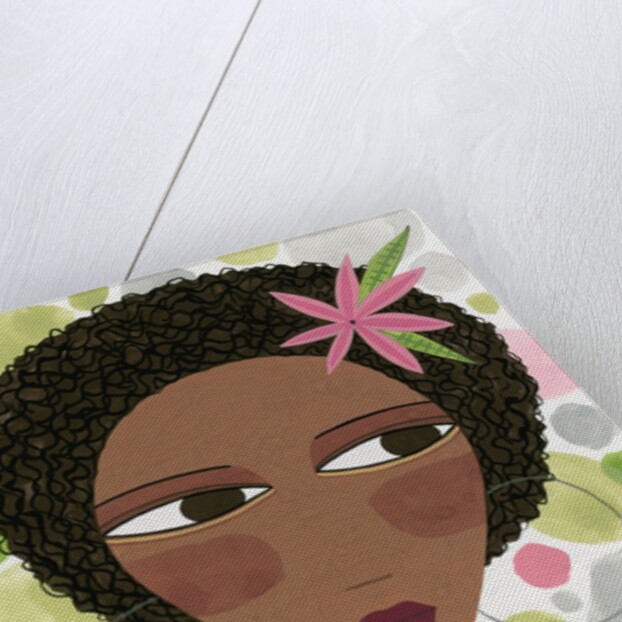 Woman with Hoop Earrings and a Pink Flower by Anonymous