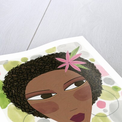 Woman with Hoop Earrings and a Pink Flower by Anonymous