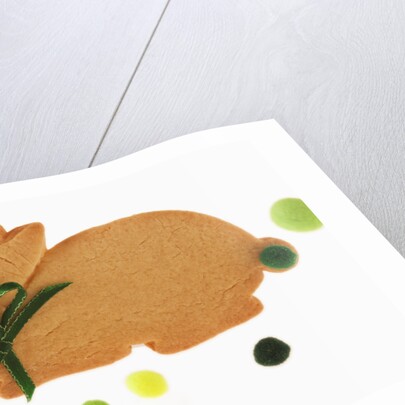 Bunny cookie with green pom-pom tail by Anonymous