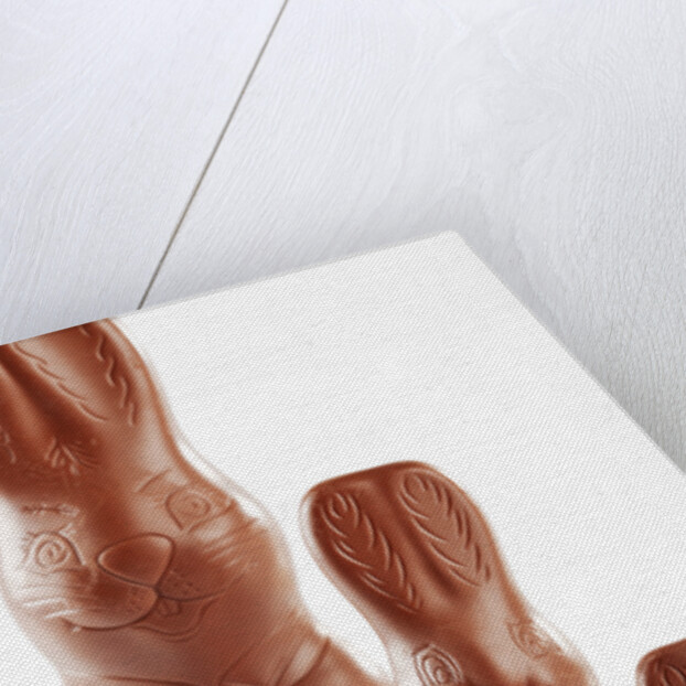 Chocolate bunnies in a row by Corbis