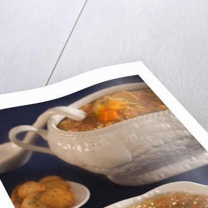 Vegetable soup in tureen by Anonymous
