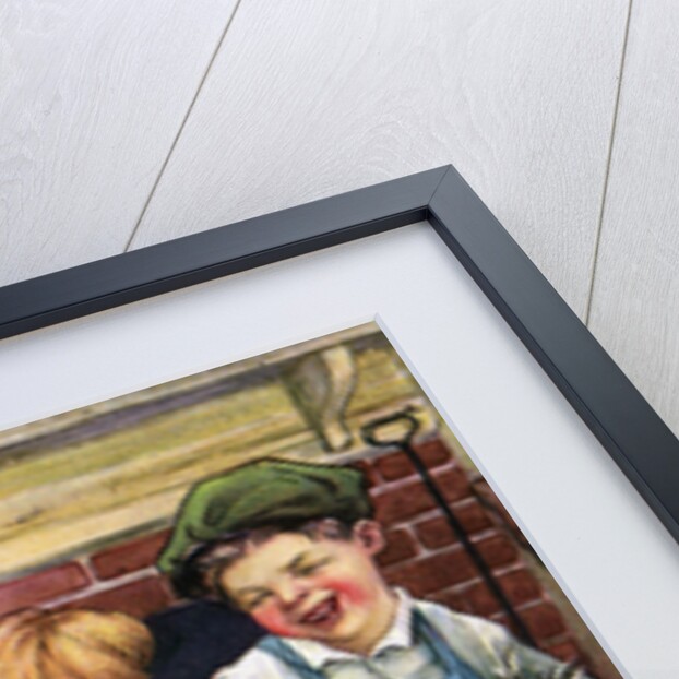 Illustration of children helping with chores by Clara M. Burd