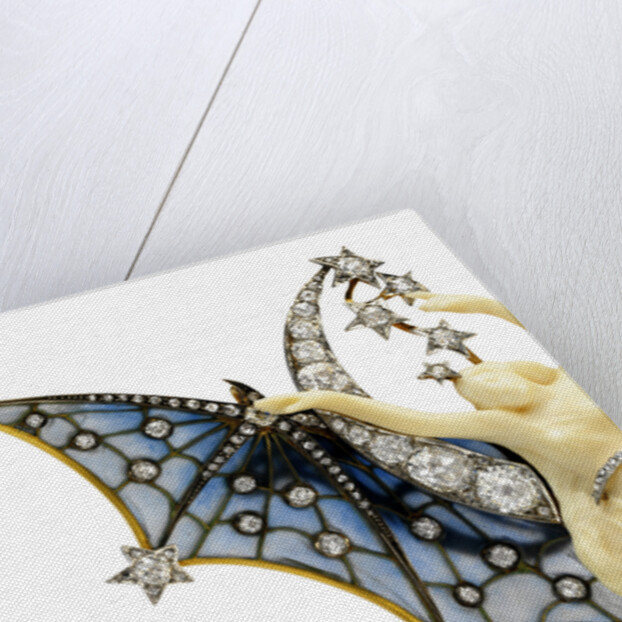 Detail of Art Nouveau diamond, ivory and plique-a-jour enamel Belle du Nuit brooch by Anonymous