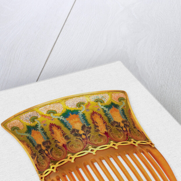 One of a pair of Art Nouveau tortoiseshell and enamel hair combs by Braquemond by Anonymous
