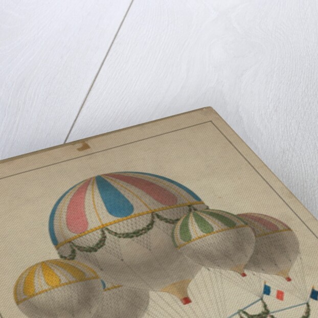 Balloons carrying two men by Anonymous