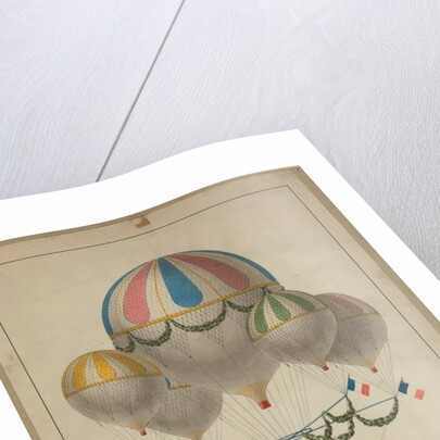 Balloons carrying two men by Anonymous