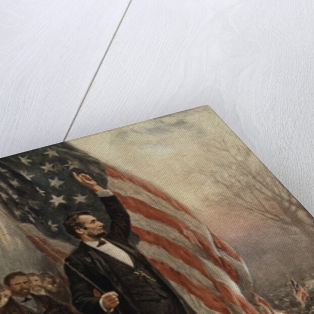 Abraham Lincoln with American flag by Anonymous