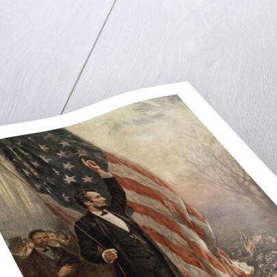 Abraham Lincoln with American flag by Anonymous