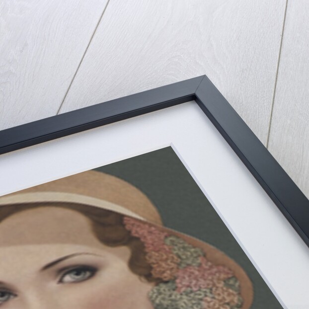 Woman with flowers in picture hat by Anonymous