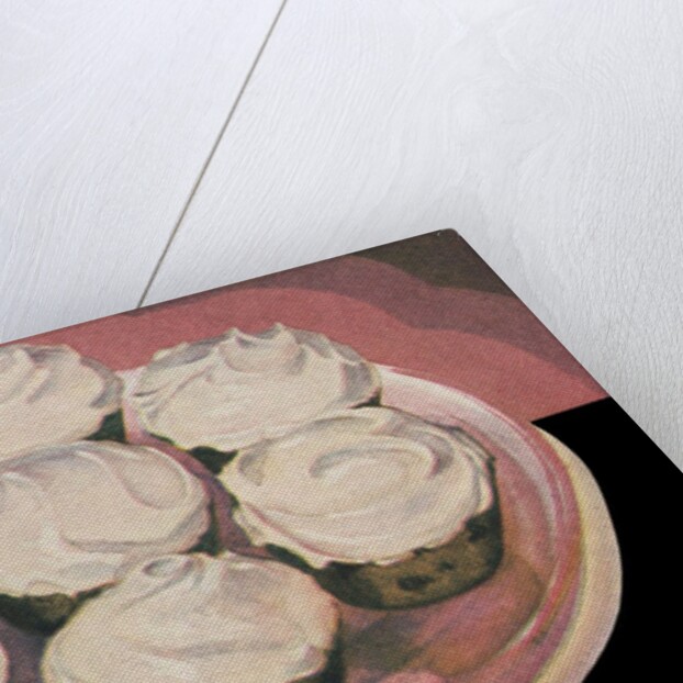 Cupcakes with vanilla frosting by Anonymous