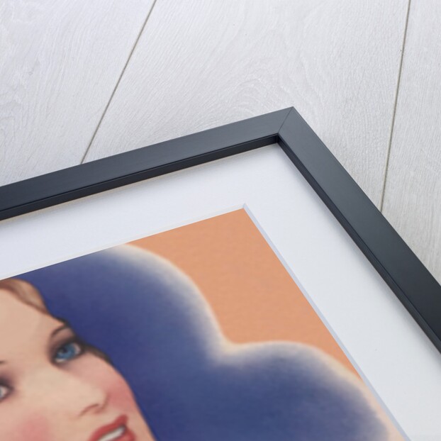 Blond woman holding bunch of flowers by Anonymous