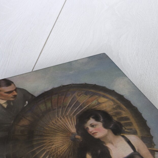 Woman and man with Japanese parasol by Anonymous