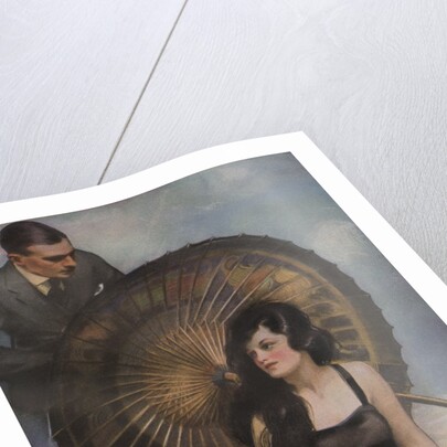 Woman and man with Japanese parasol by Anonymous