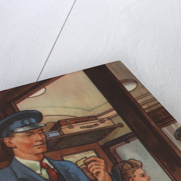 Inspector of tickets conducter on train by Anonymous