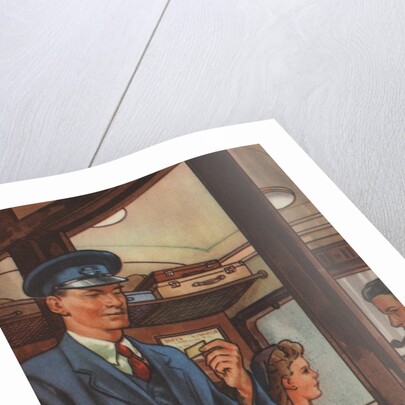 Inspector of tickets conducter on train by Anonymous