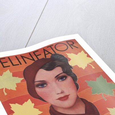 Woman surrounded by fall leaves by Anonymous