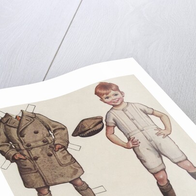 Paper doll boy with overcoat and hat by Anonymous