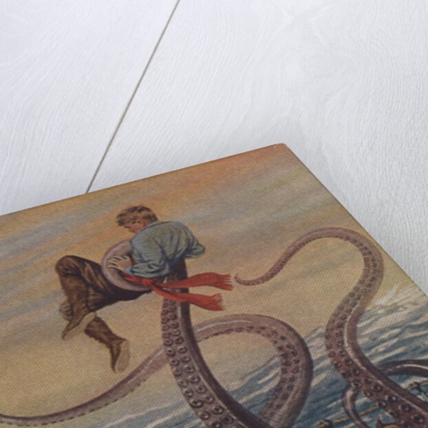 Illustration of octopus attacking sailor by Anonymous