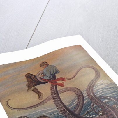 Illustration of octopus attacking sailor by Anonymous