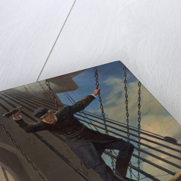 Admiral David Farragut lashed to upper mast during Battle of Mobil Bay by Anonymous