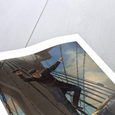 Admiral David Farragut lashed to upper mast during Battle of Mobil Bay by Anonymous