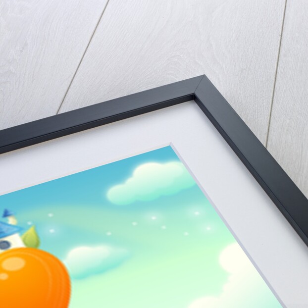 Figure of Jesus Christ watering a plant and two children playing on the grass by Anonymous