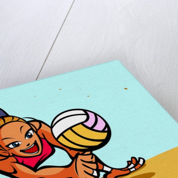 Woman playing volleyball on the beach by Anonymous