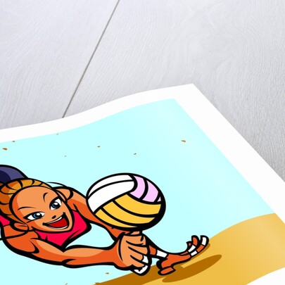 Woman playing volleyball on the beach by Anonymous