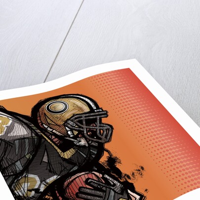 American football player holding football by Anonymous