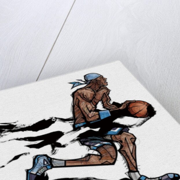 Basketball player playing with basketball by Anonymous