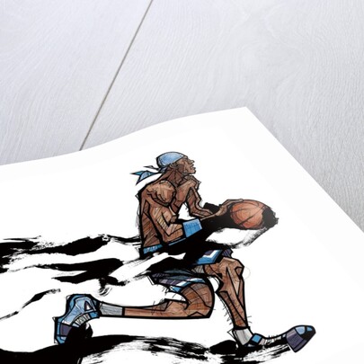 Basketball player playing with basketball by Anonymous