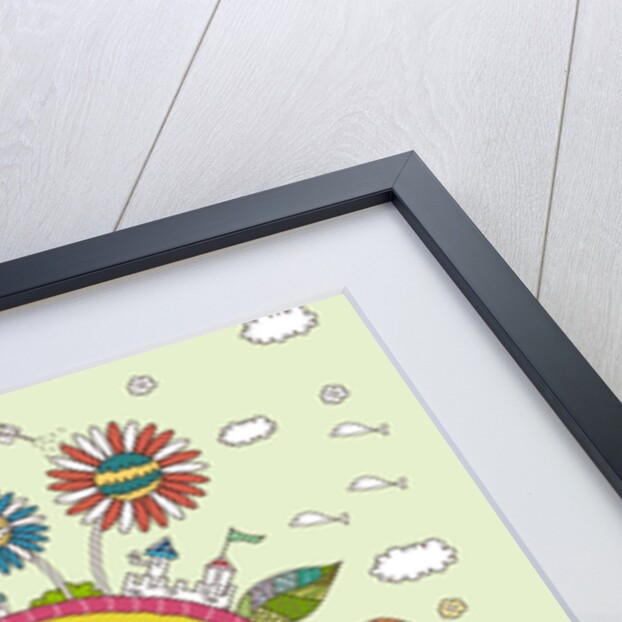 Children playing with umbrella by Anonymous