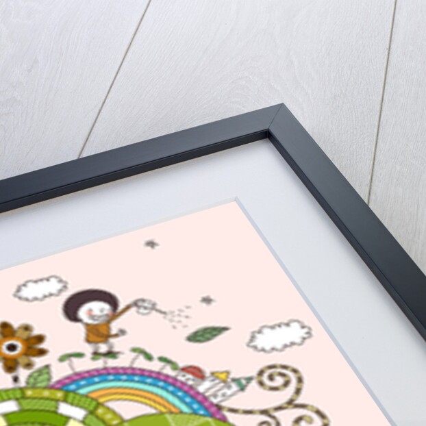 Children playing by tree by Anonymous